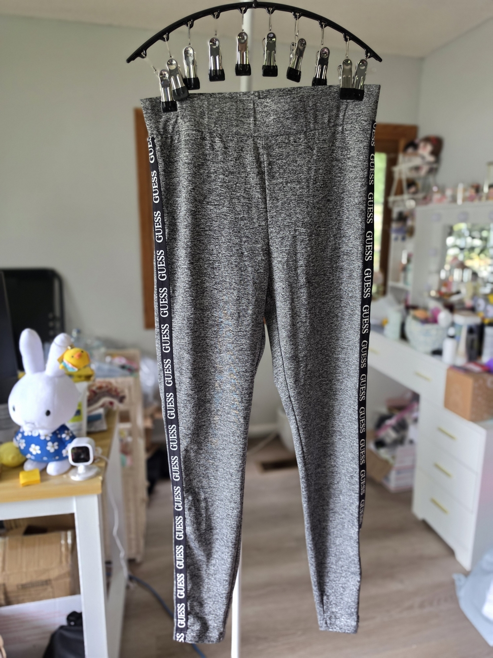 GUESS Gray Active Leggings with Logo Trim